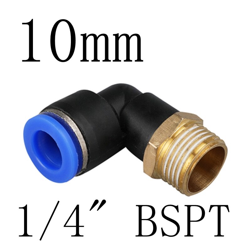 4mm 6mm 8mm 10mm Tube To 1/8" 1/4" 3/8" 1/2" BSP Male Thread Elbow One Touch Air Pneumatic Pipe Fitting Quick Connector: PL10-02