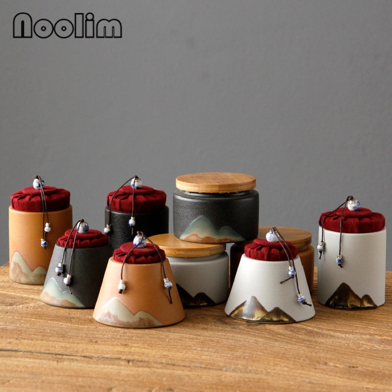 Creatieve Grof Aardewerk Theebus Huishoudelijke Keramische Kleine Draagbare Mini Reizen Verzegelde Blikjes Opslagtank Keuken Spice Jars