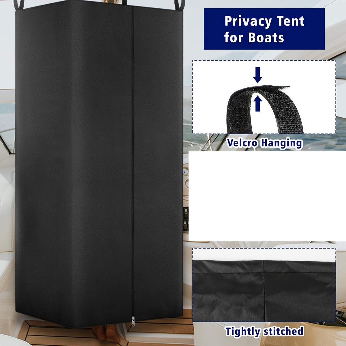 Portable Black Boat Privacy Shower Curtain Outdoor Changing Room Privacy Curtain