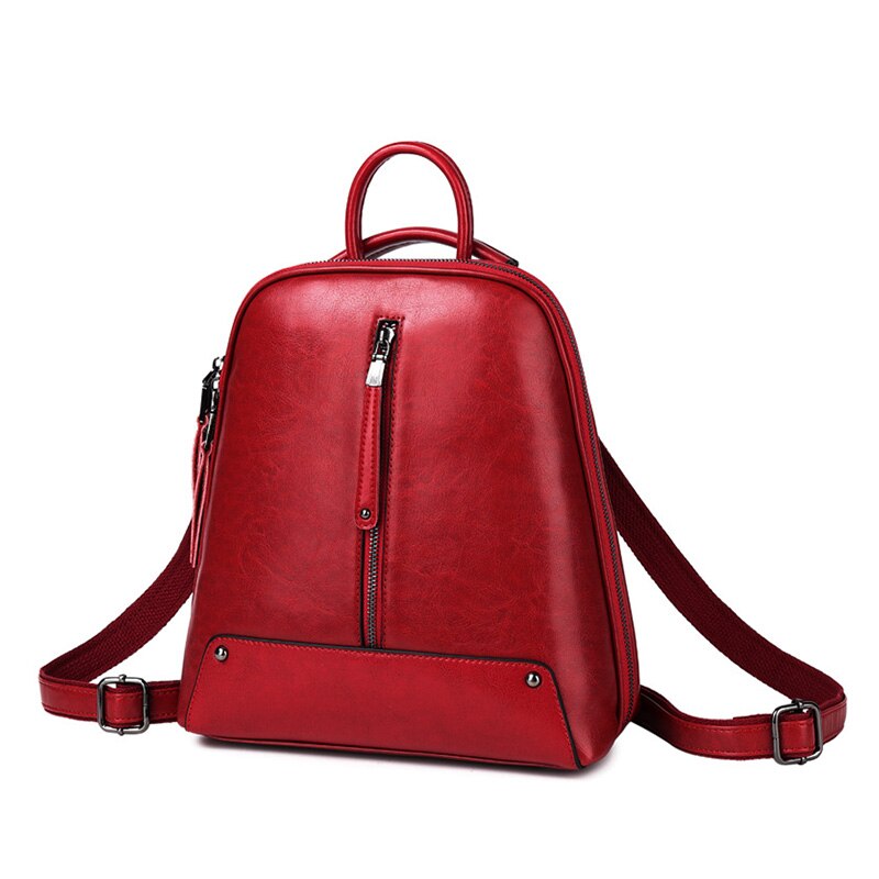 Realer Dames Rugzak - Vintage Leren Schooltas voor Tieners - Grote Capaciteit - Ritssluiting