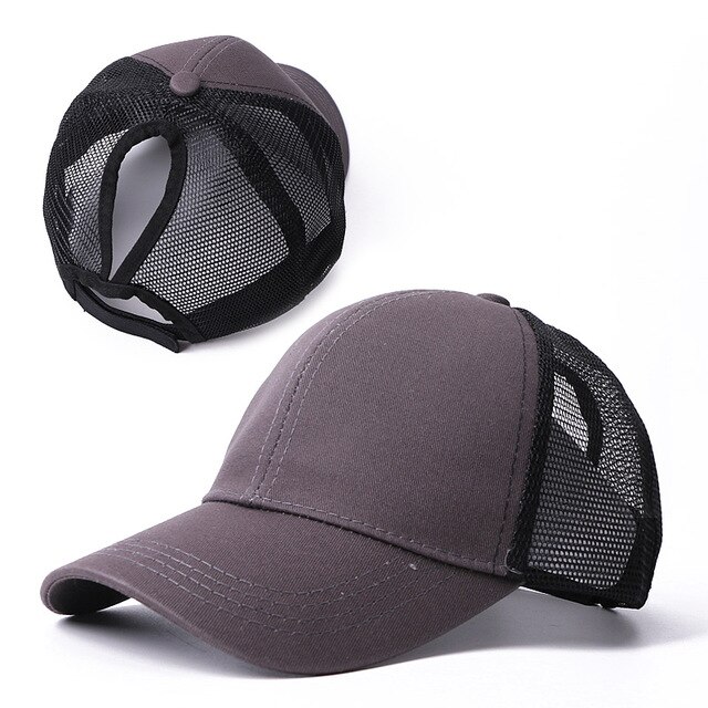 Hestehale baseballkasket til kvinder mænd sommer unisex ensfarvet mesh åndbar baseballkasket justerbar udendørs sport solhat: L