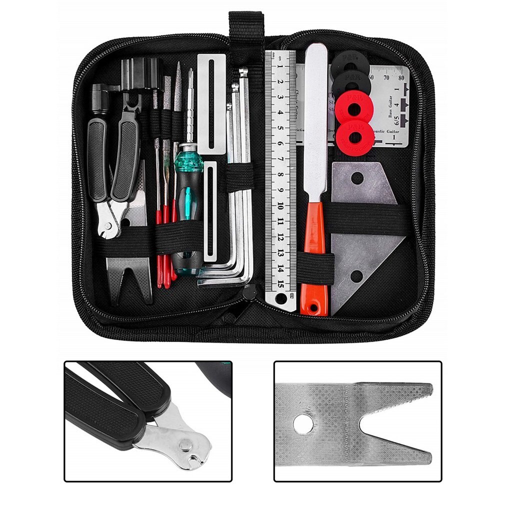 Guitar Repairing Tool Kit Wire Plier String Organizer Fingerboard Protector Hex Wrencher Files Spanner Wrench