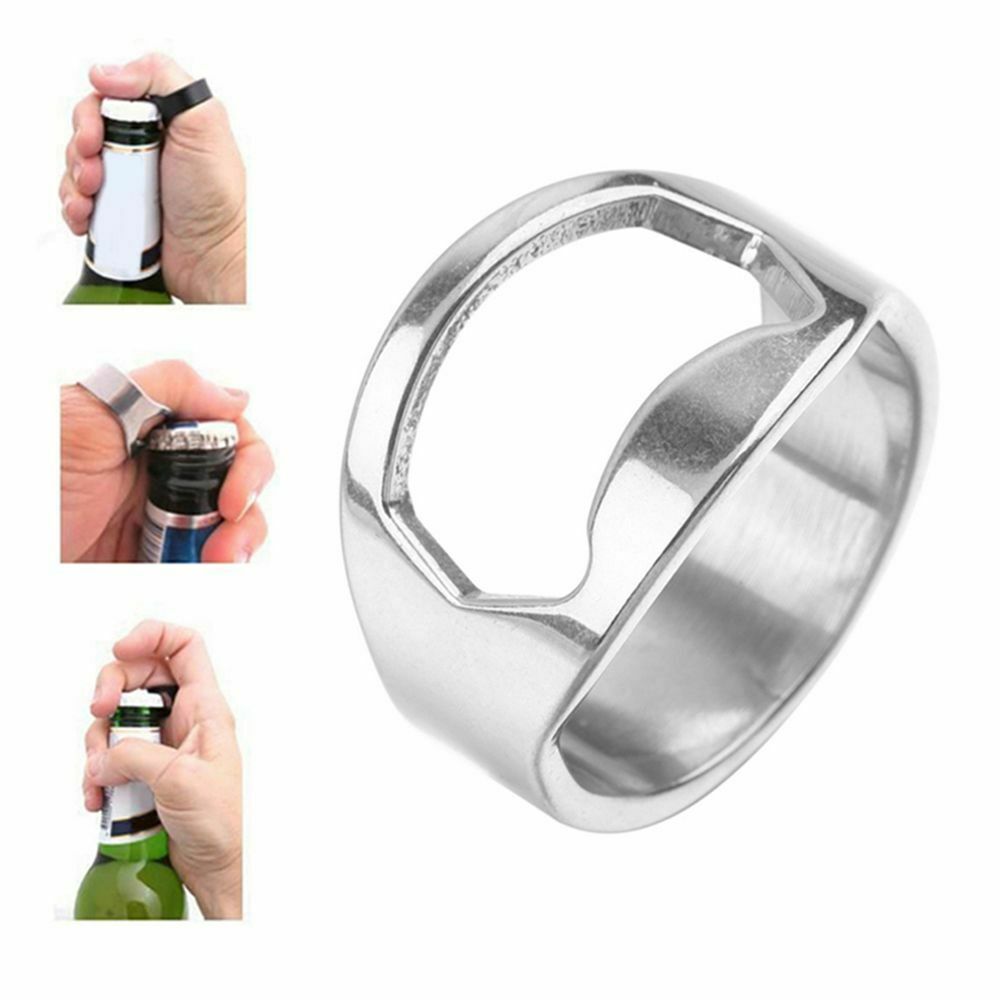 Rvs Mini Ring Bier Flesopener Vinger Ring-Shape Fles Bier Cap Opening Remover Kitchen Bar Gereedschap