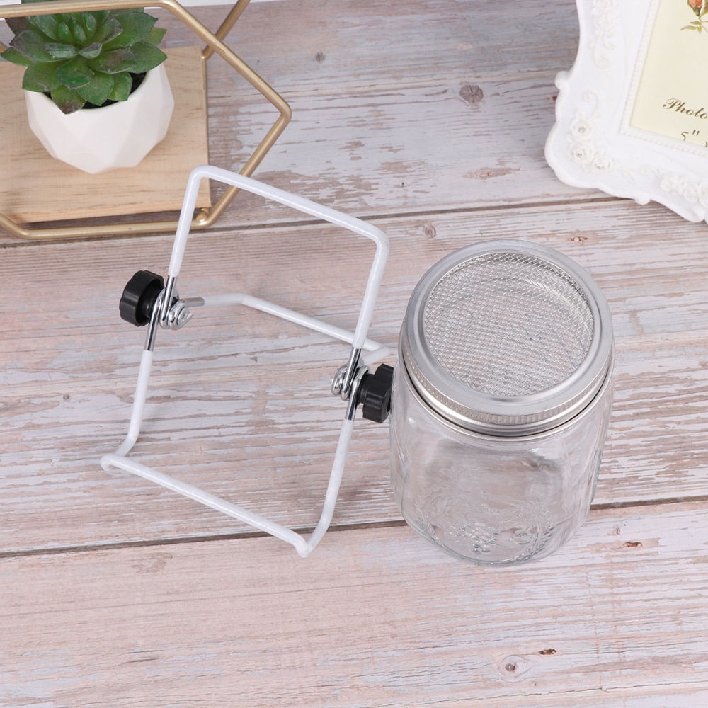 Bocaux en verre 3 pièces à large bouche Mason pots Kit de pot de germination de graines pour la maison potager (450ml avec couvercle et support)