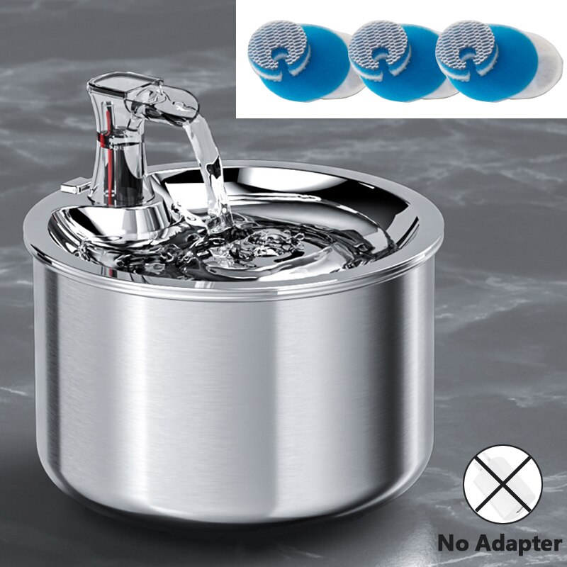 Cat Fountain Automatic Pet Feeder Water Fountain Cat Indoor Water Fountains Stainless Steel Water Dispenser Smart Motion Sensor: A-Filter X3
