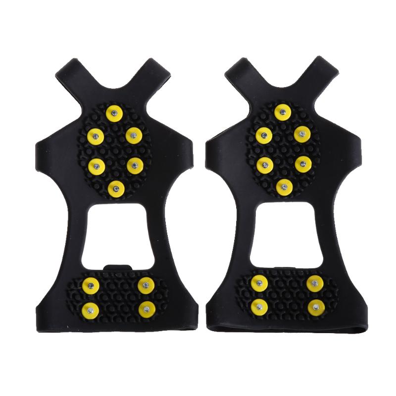 10 Studs Anti-Skid Crampon Stainless Steel Snow Ice Climbing Shoe Spikes Grips Crampons Size Adjustable Cleats Overshoes: Type C XL