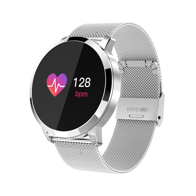 Neue Q8s OLED Bluetooth Clever Uhr Edelstahl Wasserdichte Tragbare Gerät Smartwatch Armbanduhr Männer Frauen Fitness Tracker: Silber-
