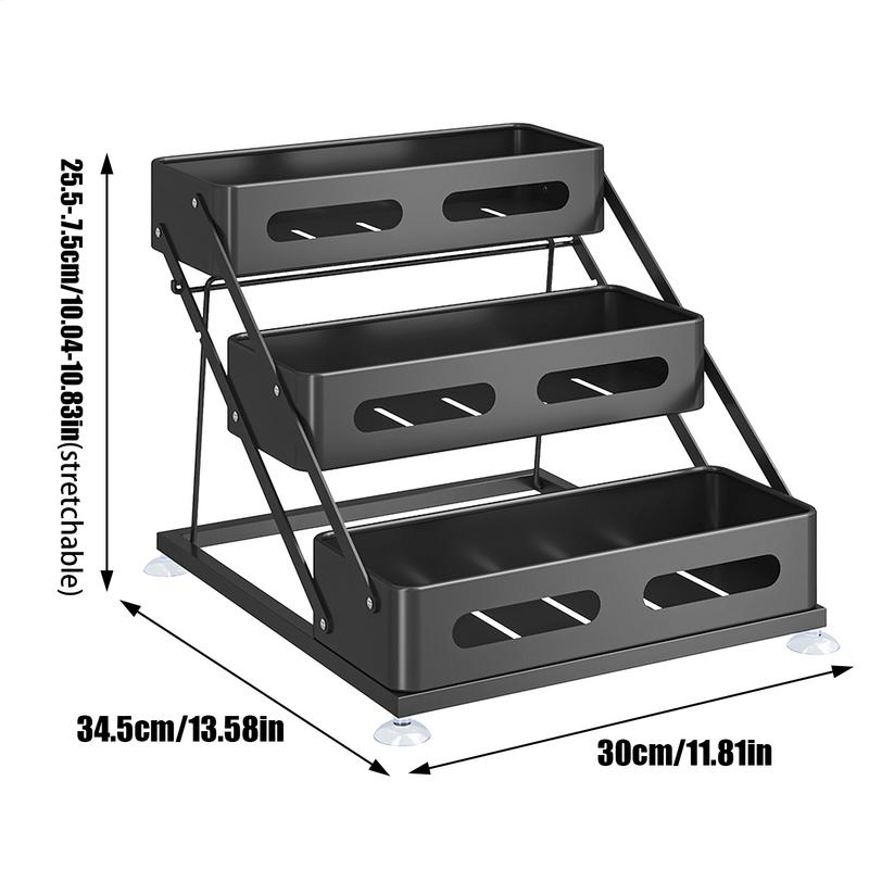 Organizador de condimentos para encimera, organizador de condimentos de tres capas, estante escalonado, organizadores de condimentos y gabinete ajustable de almacenamiento