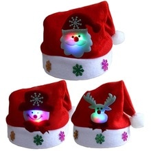 Vrolijk Kerstfeest Volwassen Kid LED Light Up Cap Kerstman Sneeuwpop Elanden Hoed Xmas