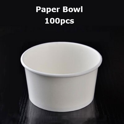 100 stk/parti 3/5/8oz hvide engangs ispapirkop ispapirskål festleverandør: Papirskål / 8oz