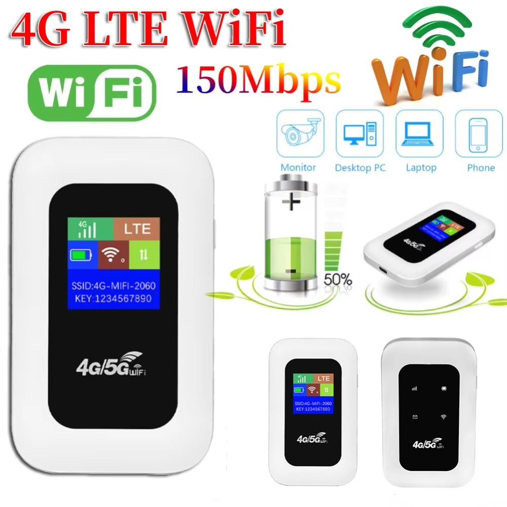 Router Hotspot 4G LTE 2100mAh 150Mbps Mini Kieszonkowy WiFi z Gniazdem Kart SIM Bezprzewodowy Router Internetowy