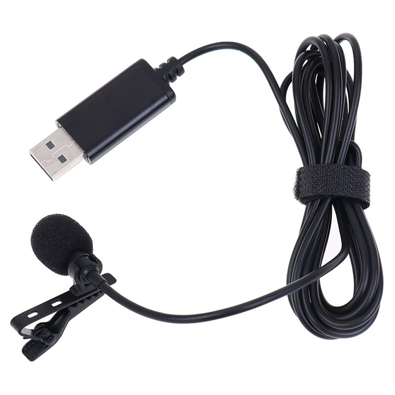 Portable Clip-on External Buttonhole Microphones USB Mini Microphone Lapel Lavalier Mic for Laptop PC Computer Recording Chat
