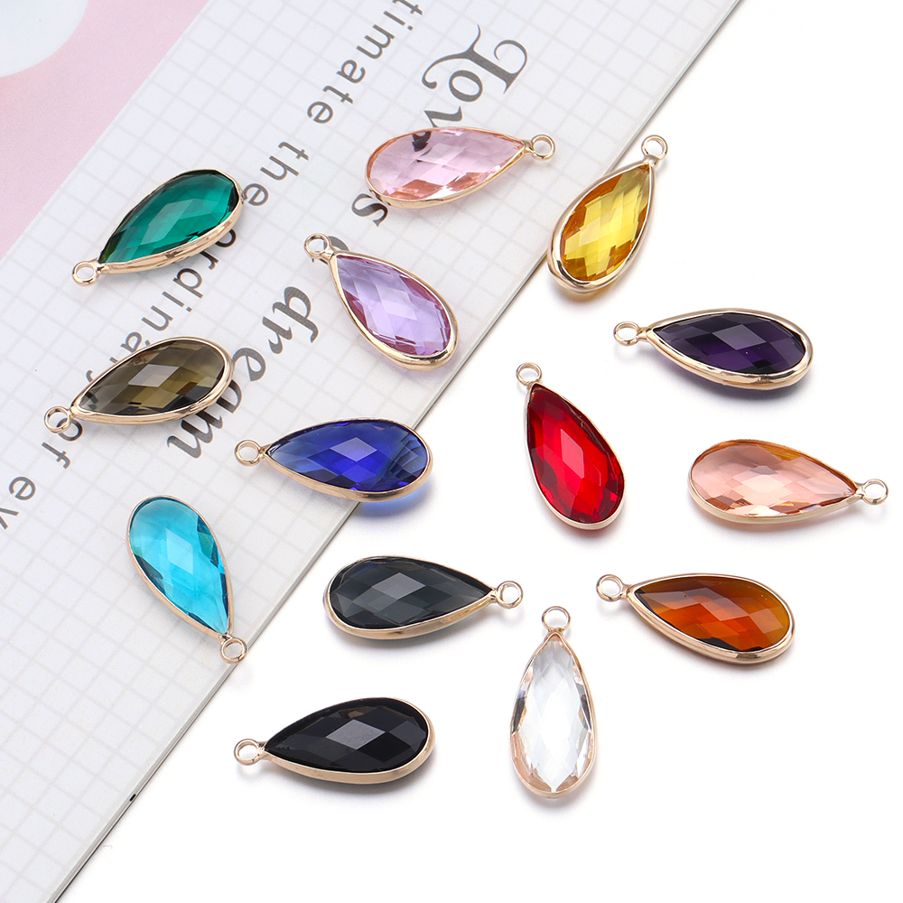 Breloques pendentif en verre de cristal en forme de larme, 5 pièces/lot, pour Couples, Bracelet, boucles d'oreilles, fournitures de fabrication de bijoux, ornements de collier à faire soi-même