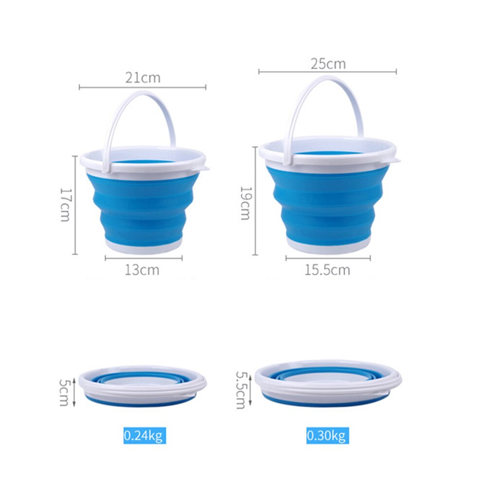 3/5L Collapsible Bucket Portable Bucket Lid Silicone Bucket Car Washing Children Outdoor Fishing Travel Home Storage Tools