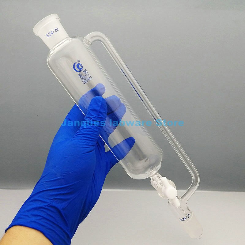 1Pcs 250Ml Constante Druk Scheitrechter Met Ptfe Zuiger, gezamenlijke 24X24 # Trechter Voor Lab Extractie Experimenten