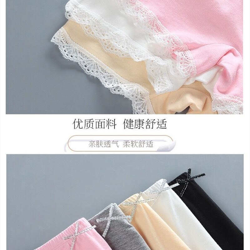 5 pz/lotto ragazze estate pizzo intimo pantaloncini di sicurezza cotone traspirante pantaloni corti adolescente abbigliamento per bambini