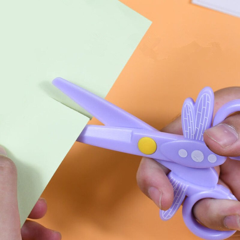 Ciseaux de sécurité en plastique dessin animé libellule forme mini manuel tête ronde étudiant papier coupe ciseaux pour enfants maternelle