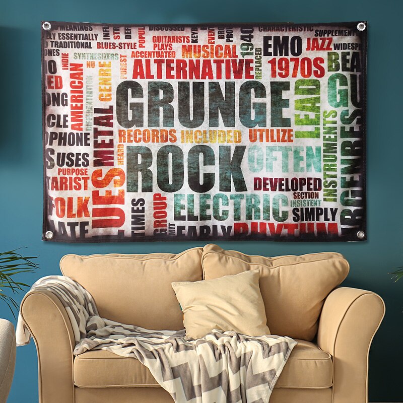 Rock Retro English Flag Banner Music Rock Band Cartoon Home Decoration Wall Art 4 Gromments in Corners 3*5FT 144cm*96cm