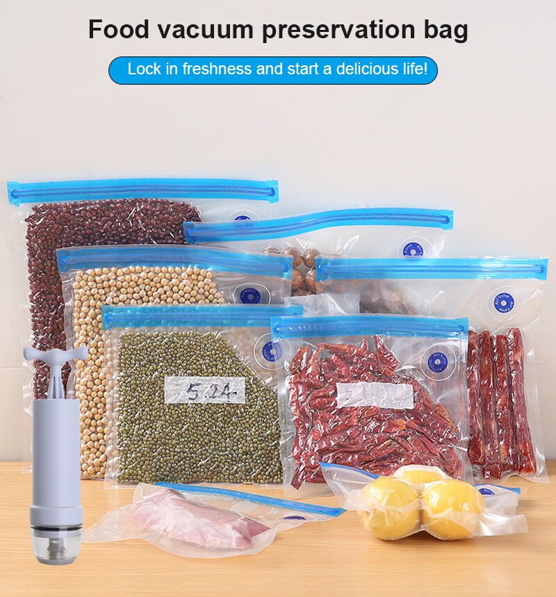 Sacco sottovuoto aria compressa riutilizzabile conservazione degli alimenti gamma di estrazione dell'aria borsa per alimenti cotti borsa per conservazione fresca cucina ecologica