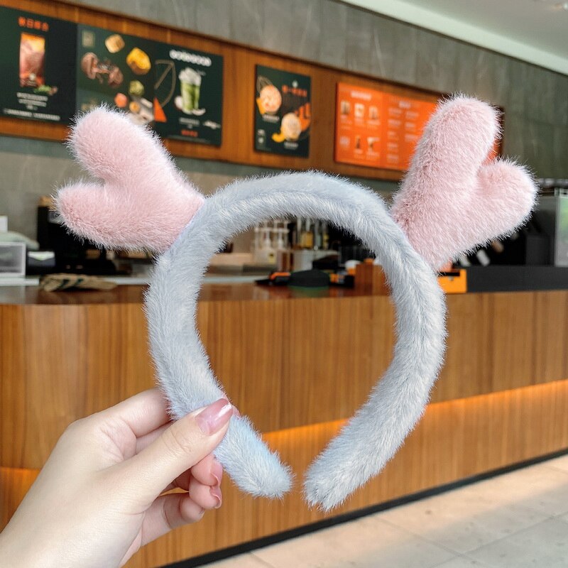 Autumn Winter 1Pc Velvet Soft Warm Headband Hair Band Headwear for Women Girl Mix Styling Hair Accessories: light gray1