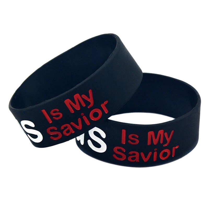Bracelet en caoutchouc de Silicone, 1 pièce, jésus est mon sauveur, 1 pouce de large pour la foi