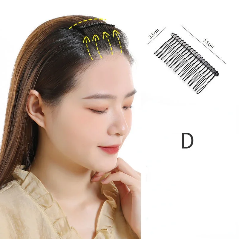 Horquilla Invisible para el pelo roto para mujer, herramientas estilo Tiara, rollo curvo, flequillo de aguja, peine de inserción fija, accesorios de estilismo: Marrón