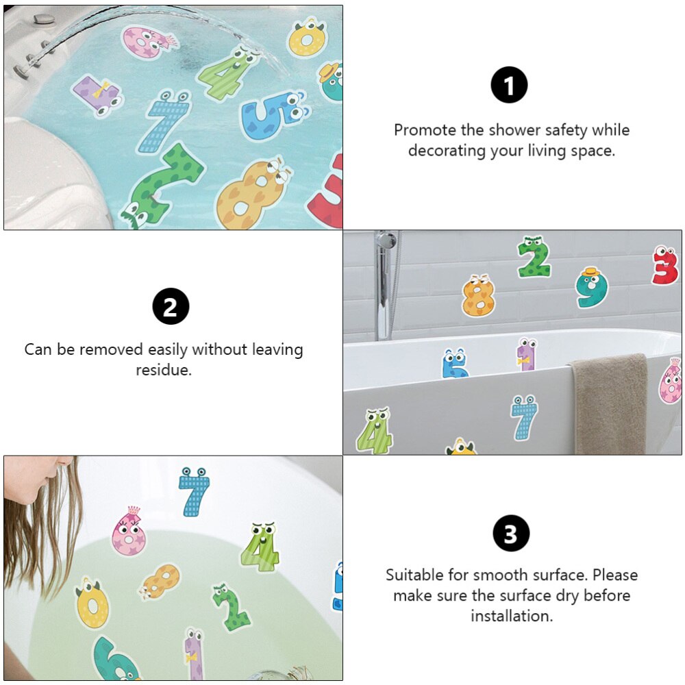 Pegatina de dibujos animados para bañera, decoración de baño, antideslizante, impermeable, 10 Uds.