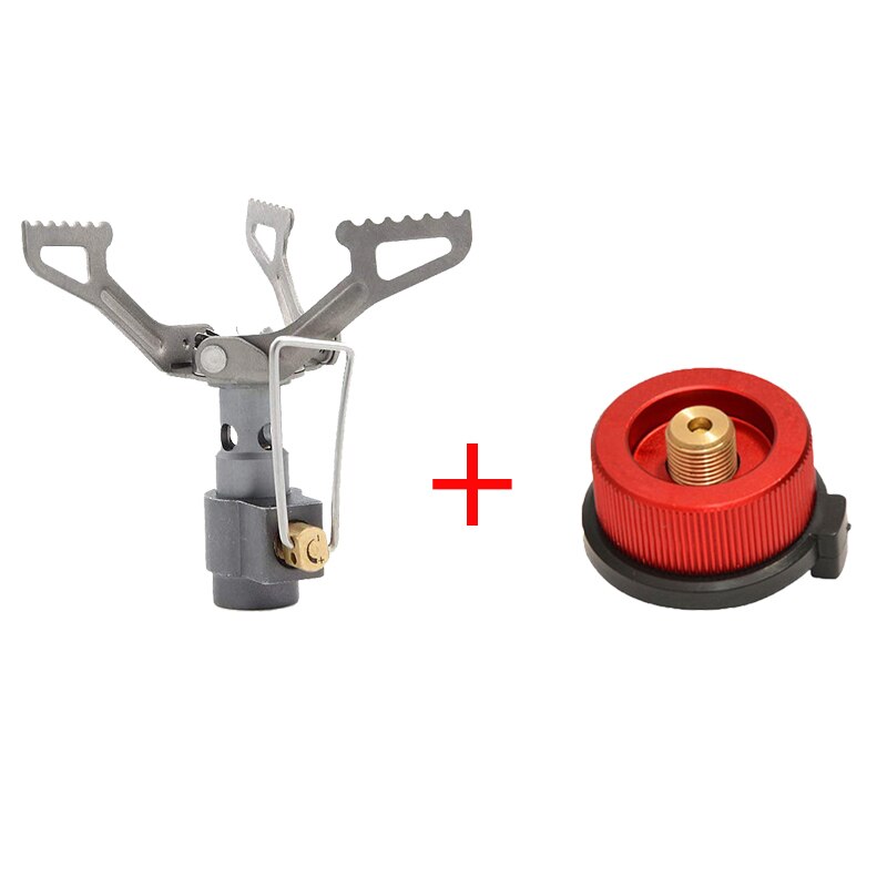 Réchaud Portable à gaz en titane BRS 3000T, 25g, Mini fourneau léger, brûleur pour randonnée, Camping, réchauds d'extérieur: 1pcs and Adapter