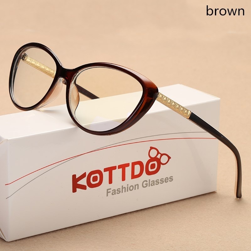 KOTTDO-gafas con de ojo de gato para hombre y mujer, lentes ópticas graduadas, montura: brown