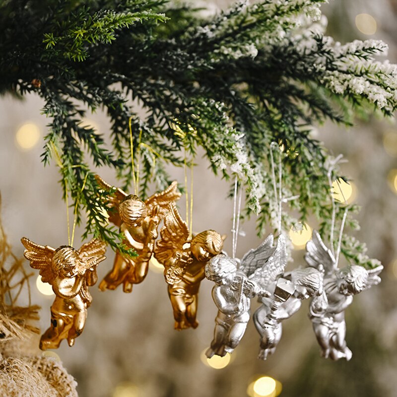 6 stk guldengang vedhæng julepynt til hjemmet juledekoration juletræsdekoration hængende ornamenter årg