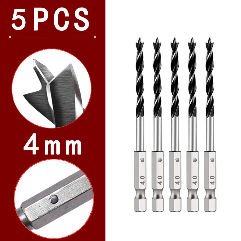 3/4/5/7 pièces 1/4 "tige hexagonale à trois points pour le travail du bois foret spécial 3.0mm-10mm HSS perforant perceuse électrique tête rotative: WHITE