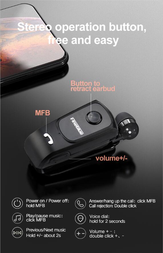 Fineblue F920 Pro Mini Earphone Bluetooth 5.0 Retractable Headset Wireless Clip for iPhone SAMSUNG Bluetooth-headphone Sports