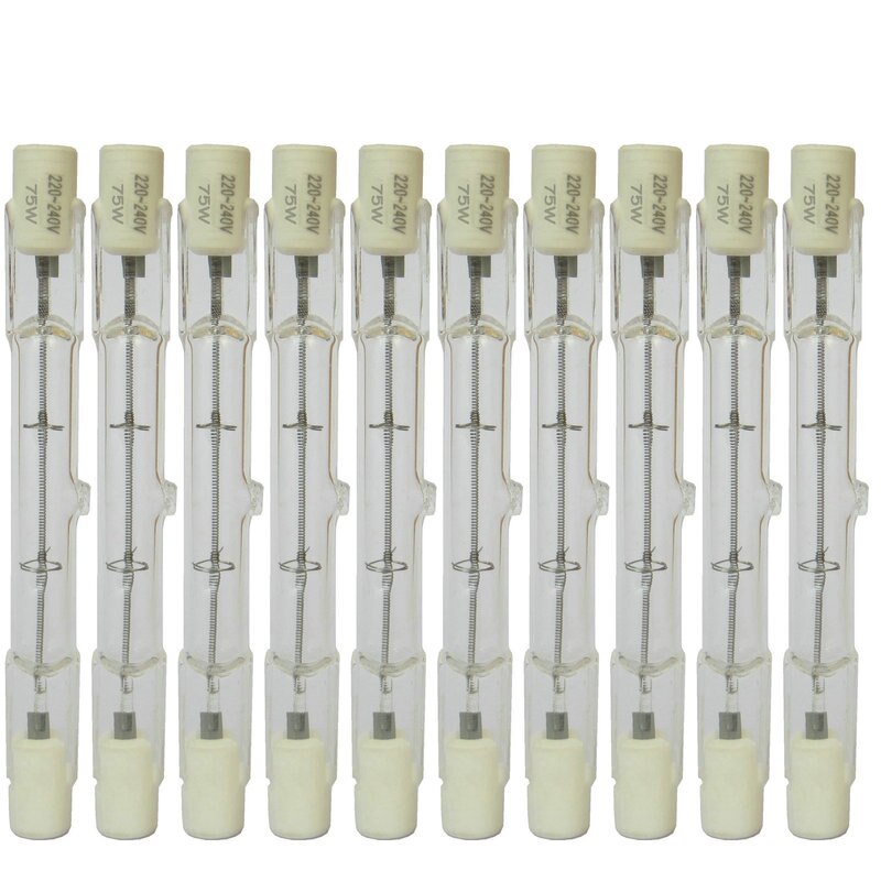 10pcs Glass Tube Halogen Light Bulb 220-240V 75W 75 Watt J Type T3 78mm R7s Halogen Blub