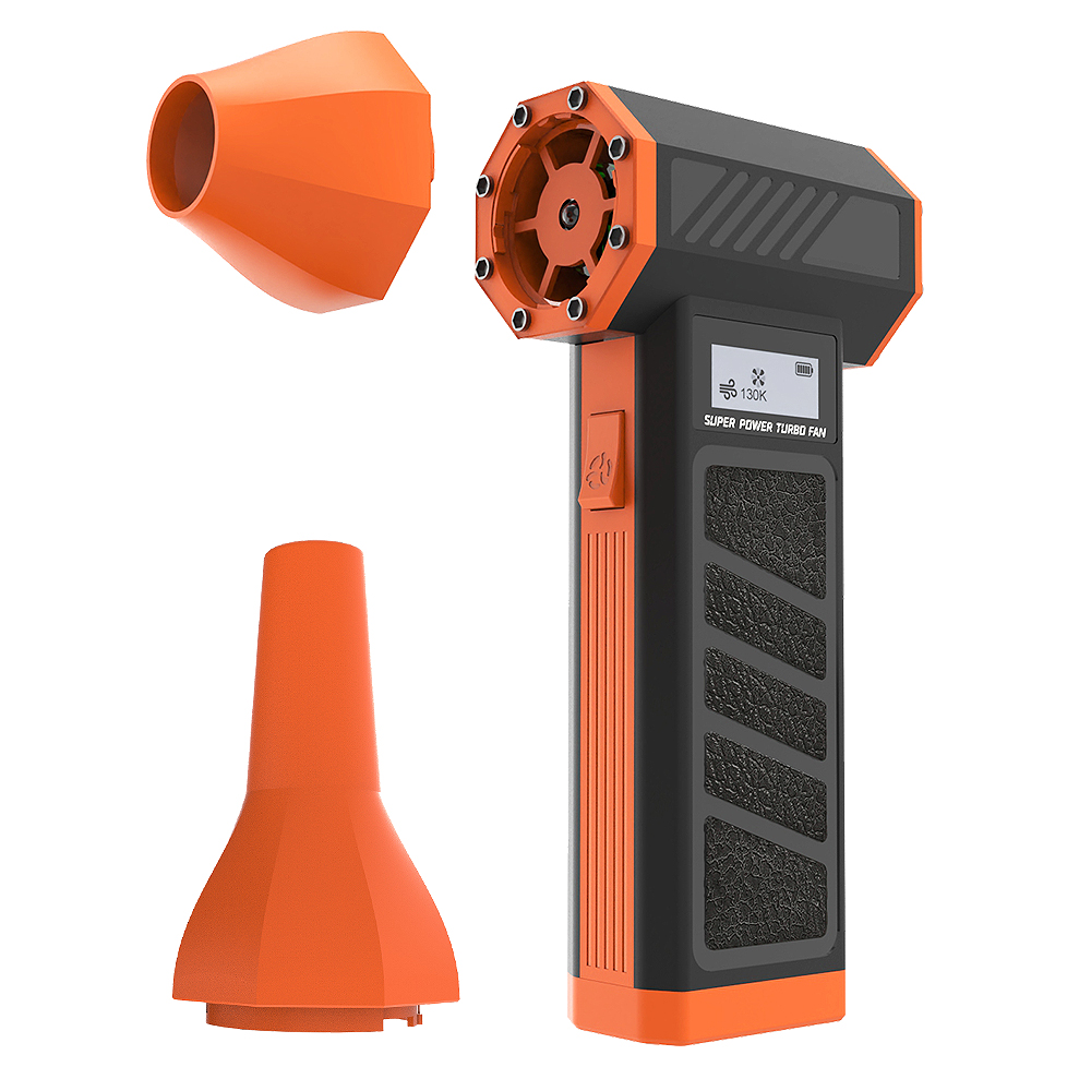 130000 rpm elektrisk luftblåsare mini turbo våldsam fläkt 3 vindhastigheter uppladdningsbar superkraftfull jet torr dammvippa för biltangentbord: Orange
