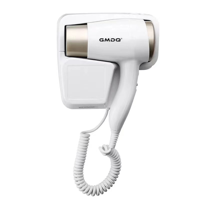 GMDQ secador de pelo de viento y frío, soplador eléctrico de iones negativos con soporte de enchufe, enchufe europeo negro, montaje en pared para baño y Hotel: Blanco / AU