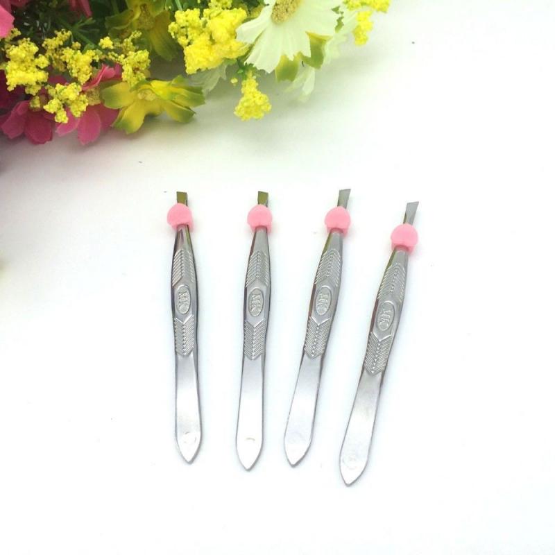 Pinças de sobrancelha oblíqua profissional, pinça para sobrancelha sem dor, ferramenta inclinada para cabelo, ferramenta de pinça em aço inoxidável, 1 peça: Default Title