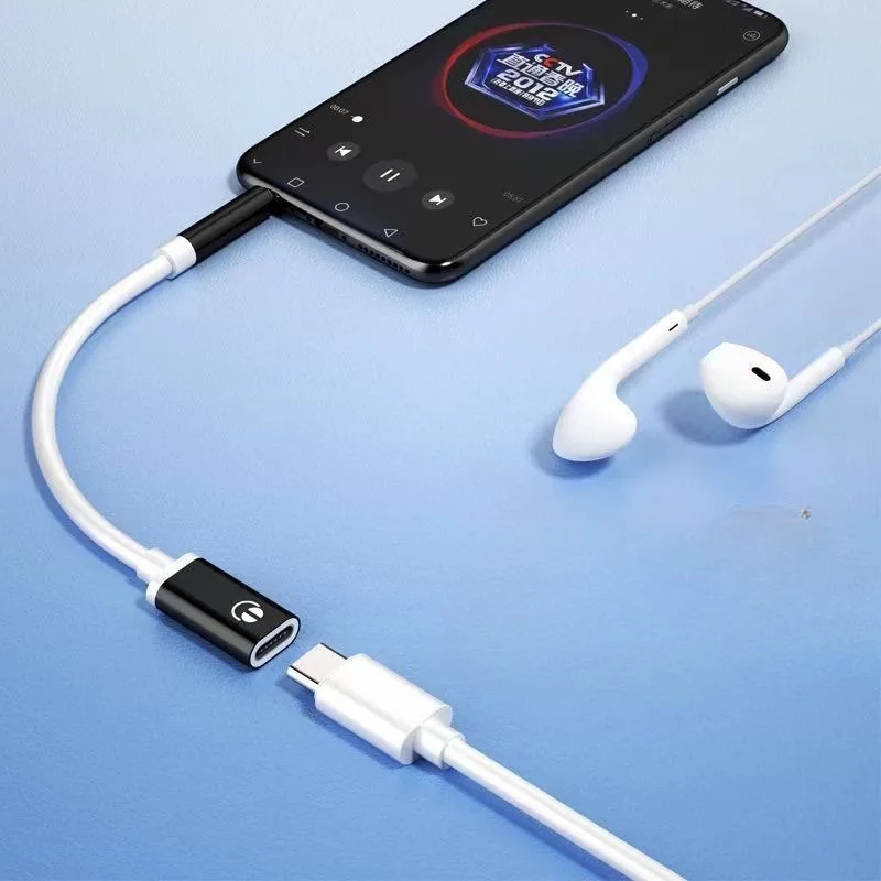 1pcs 3.5mm Male To Type-C Female Headphone Aux Cable Converter Type-C To Flat Headphone Round Head Adapter Cable