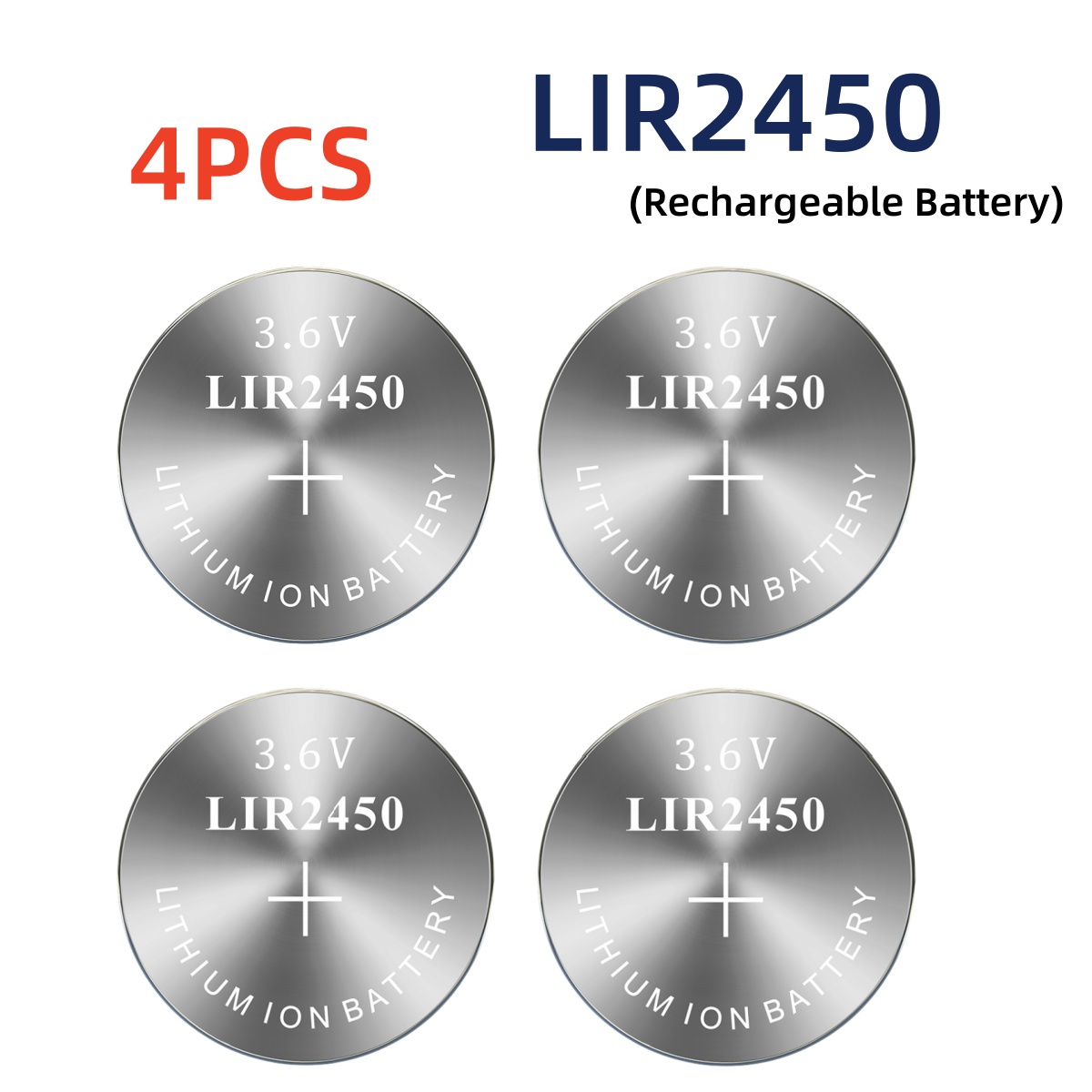 2-10PCS 3.6V LIR2450 Lithium Ion Battery Rechargeable battery replace CR2450: WHITE