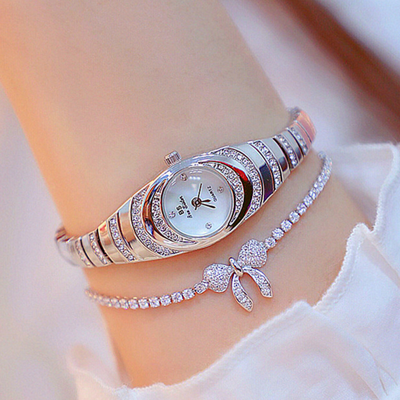 Women Watches 2022 Luxury Famous Brand Diamond Watch Ladies Silver Wrist Watches Small Female Watch Stainless Steel Reloj Mujer: S with bracelet