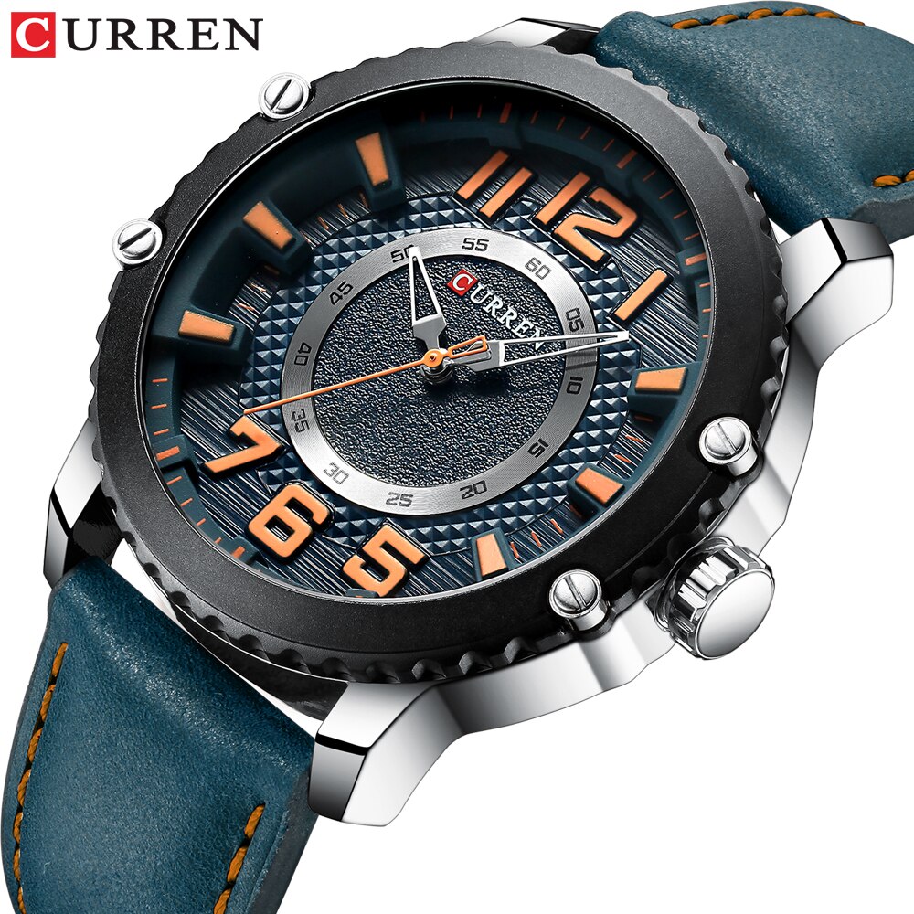 Relogio masculino ure herre curren ur herre ure læder vandtæt armbåndsur herre sport quartz ur 8341