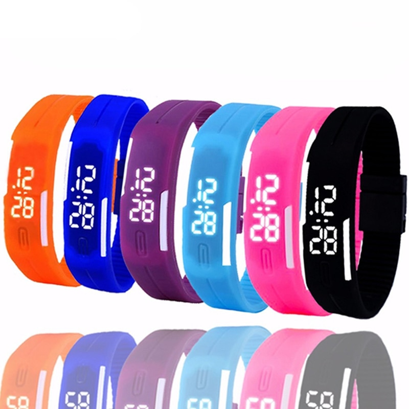 Silicone LED Sport numérique Bracelet montres Fitness décontracté électronique Bracelet hommes femmes garçons filles montre horloge enfants enfants