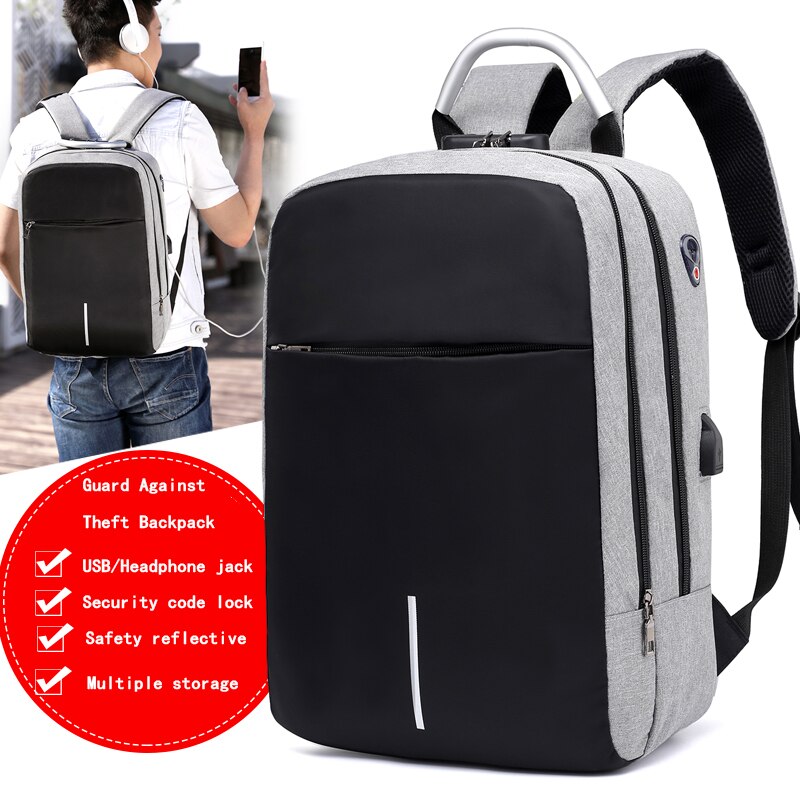 Men Multifunction Anti Theft Backpack 15.6" Inch USB Charging Laptop Backpacks Waterproof Schoolbag Business Travel Bags for Men