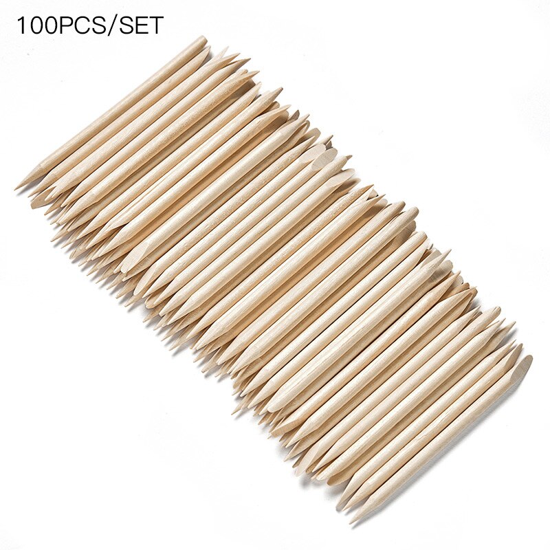 Set van 10/50/100 stuks nagelkunst nagelriemduwer oranje houten stokjes nagelriemduwer remover manicure pedicure verzorging: Hhq 02696 x 10