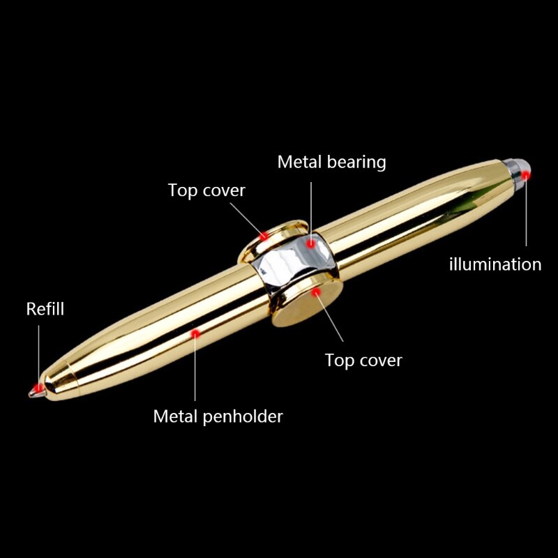 LED Spinning Pen Ball Pen Fidget Spinner Hand Top Light EDC Stress Relief Toys
