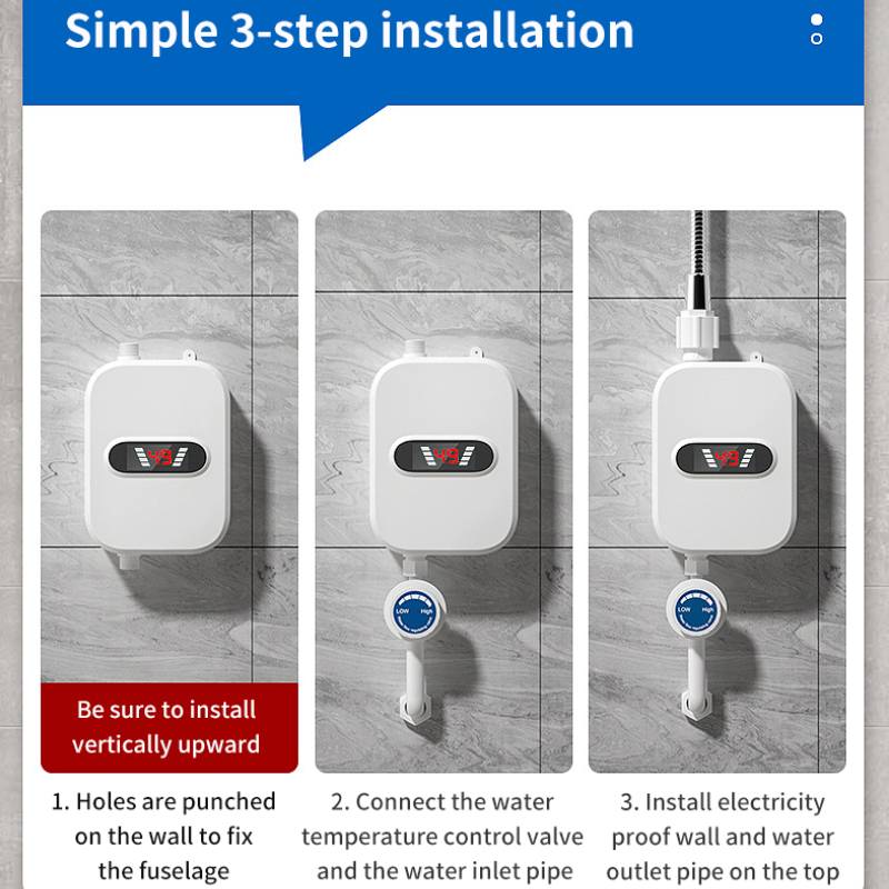 3500W Digital Electric Water Heater Thermostat Control Instantaneous Tankless Water Heater Kitchen Bathroom Shower Fast Heating