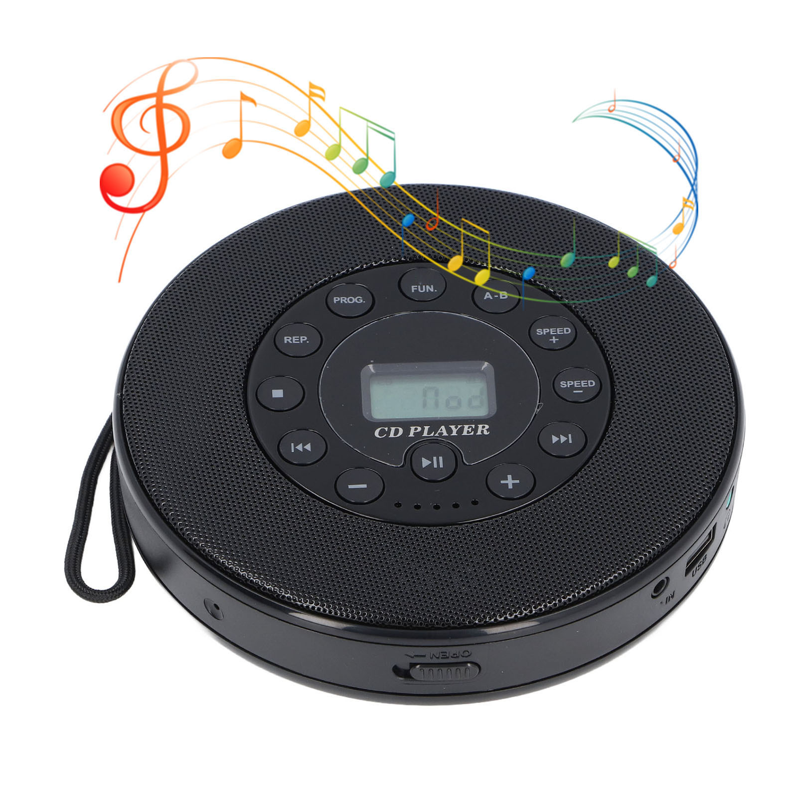 Tragbarer CD-Player, Bluetooth mit Lautsprecher, Anti-Skip-CD-Player für Auto, MP3-Kompatibilität, unterstützt Aufnahme auf USB, integriertes Mikrofon