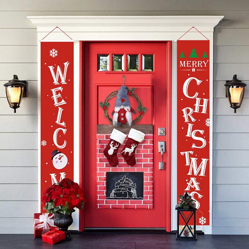 Vrolijk Kerst Banner Kerst Veranda Haard Muur Tekenen Vlag Voor Kerstversiering Outdoor Indoor Voor Home Party