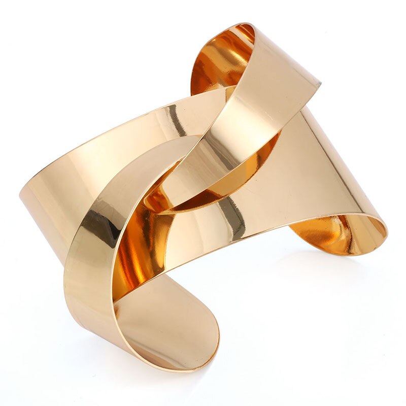 Dorado, pulseras y brazaletes anchos con agujeros para mujeres y hombres, , brazalete de aleación abierta grande para hombre y mujer, joyería de: W1288