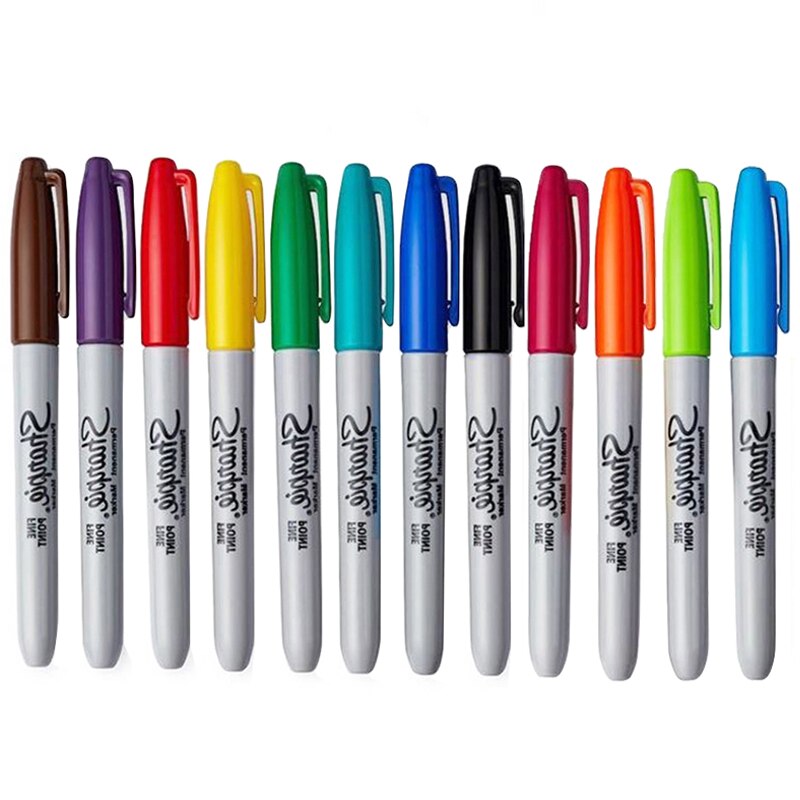 8/12/24 Pcs Set Sanford Sharpie Olie Marker Pennen Gekleurde Markers Art Pen Permanente Kleur Marker Pen Kantoorbenodigdheden 1Mm Nib: 12 Pcs Set