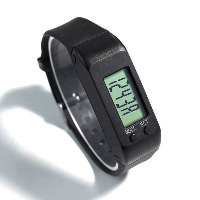 LCD Pedometer Digital Wristband Walking Running Distance Counter Outdoor Sports LCD Pedometer Digital Wristband AUG889: black